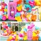 Tropical Balloon Arch Kit, Hot Pink Orange Yellow Green Teal Latex Confetti Balloons (12 Inch)